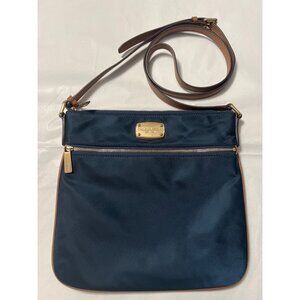 Michael Kors Navy & Brown Crossbody Bag With Gold-Tone Accents